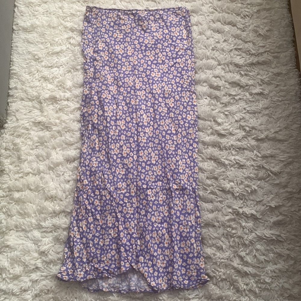 TOPSHOP Purple Daisy Midi Skirt